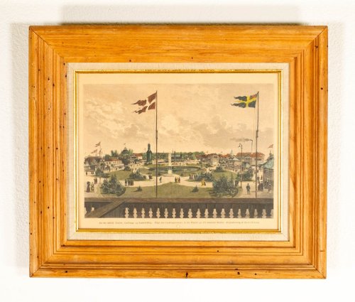 View over the agricultural area from the balcony of the working dairy at the Nordic Exhibition of Industry, Agriculture and Art in 1888